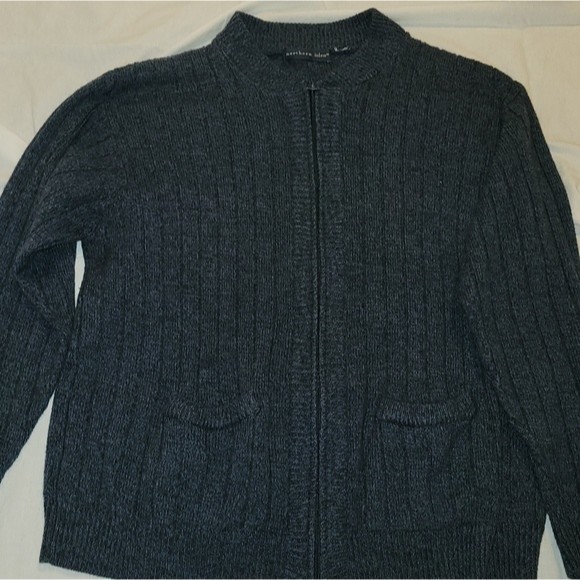 Northern Isles Zip Front Cardigan Sweater Slate Blue
